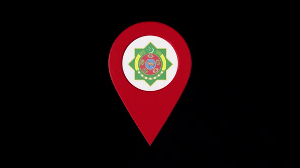 3D Rotating Pin Icon Animation With Turkmenistan  Coat Of Arms  Alpha Channel  2K alt