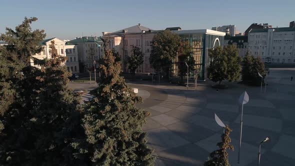Aerial View of Independence Monument at Constitution Square Kharkiv Ukraine Before War alt