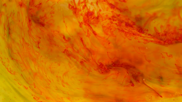 Yellow Red Oil Texture Floats In Water