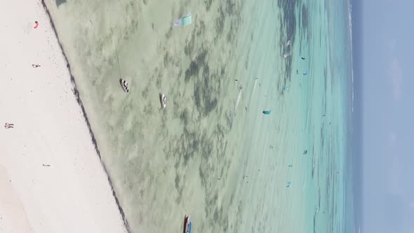 Vertical Video of the Coast of Zanzibar Island Tanzania Slow Motion alt