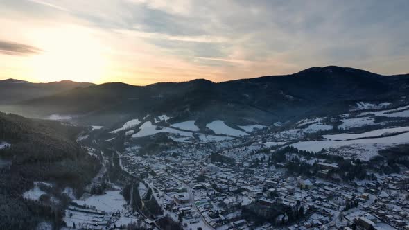 Aerial view of the town of Gelnica in Slovakia alt