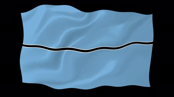 Botswana Flag Waving Animated Black Background