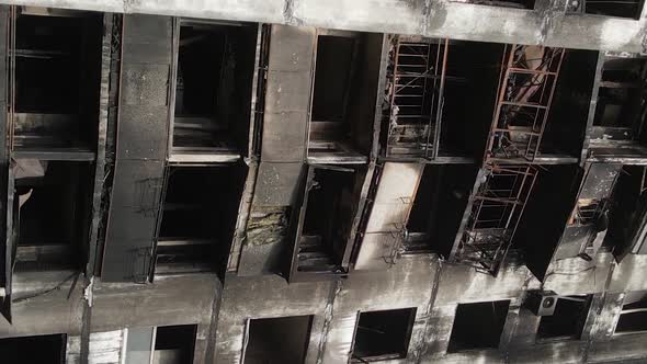 Vertical Video of a Burnt and Destroyed House in Kyiv Ukraine alt