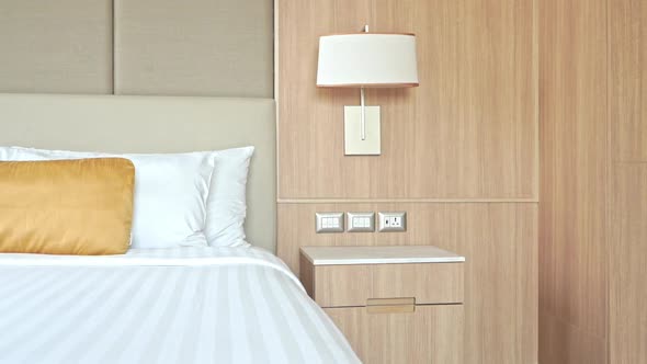 Pillow on bed decoration interior of bedroom alt