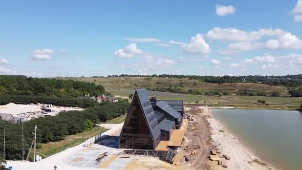 Aerial View of a Wooden Fortress, the Castle in the Park "Kudykina Gora", Lipetsk Region, Russia