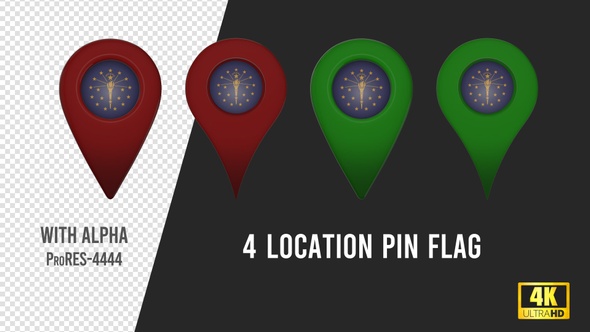 Indiana State Flag Location Pins Red And Green alt