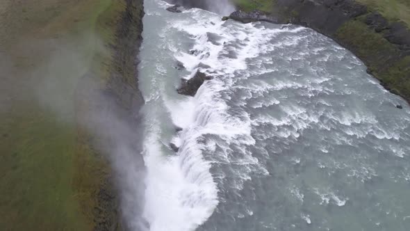 Aerial view Gullfoss Waterfall in Iceland