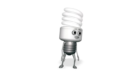 Light Bulb Looks Around Looped White Background