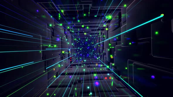 Scifi Bg Fly Through Tech Digital Space Like in Tunnel with Neon Light alt