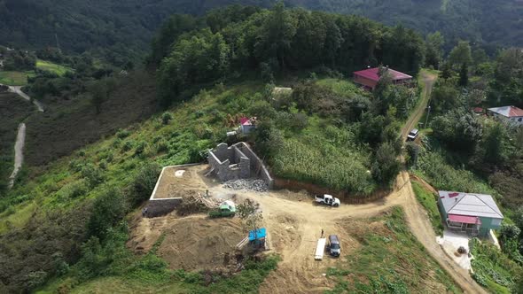 Trabzon City Village House Construction Aerial View 