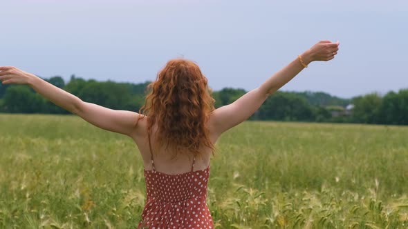 Portrait of Attractive Female on Grass at Sunset alt