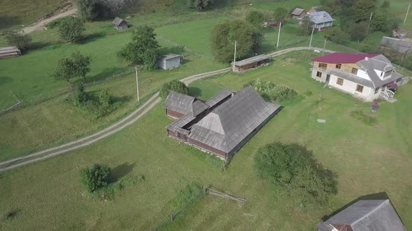 Wooden Grazhda Hut  Typical for Galicia Type of Homestead at Summer Ukraine alt