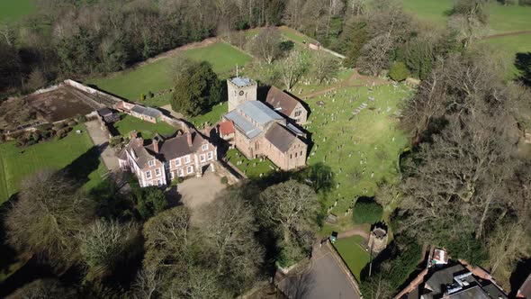 English Village Berkswell St John Baptist Anglican Church And Graveyard Aerial