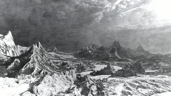 Graphic drawing of movement in the mountains