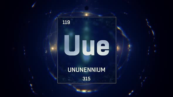Unnunenium as Element 119 of the Periodic Table on Blue Background