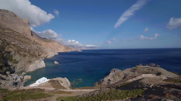 Timelapse Amorgos Saint Anna clouds passing over a mountain