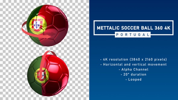 Metallic Soccer Ball 360º 4K - Portugal