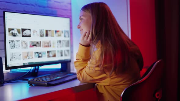 Young Girl Using Computer alt
