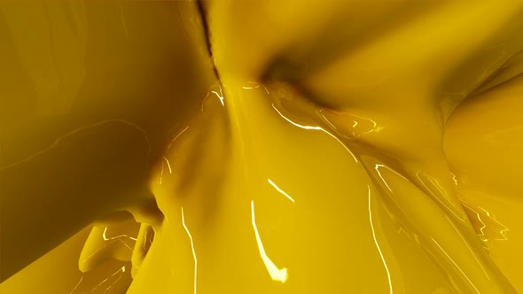 Yellow Plastic Paint Fluid Looping Background