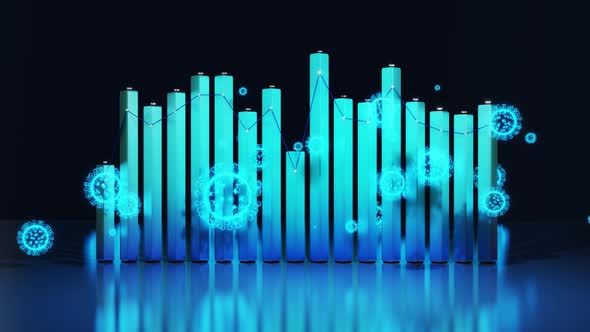 Abstract Graph of Columns or Bars Around Which Coronaviruses Like Covid19 Fly alt