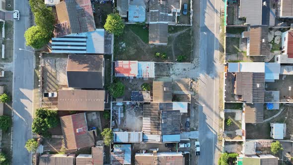 Drone Flying Over Residential Homes in Townshop