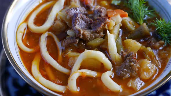 Soup with Noodles and Meat