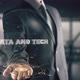 Businessman with Data And Tech Hologram Concept