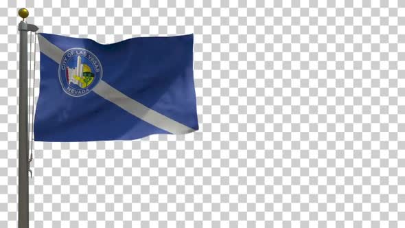 Las Vegas City Flag (Nevada, USA) on Flagpole with Alpha Channel - 4K alt