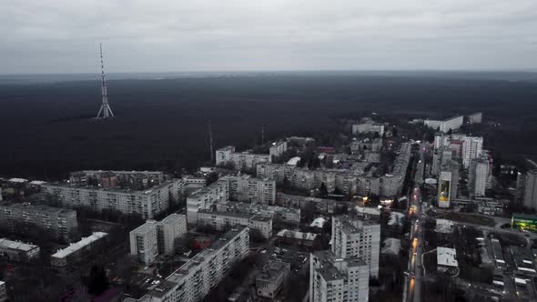 Aerial Kharkiv city, Pavlove Pole district, forest