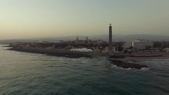 Aerial Shot of Gran Canaria Coast with Lighthouse alt