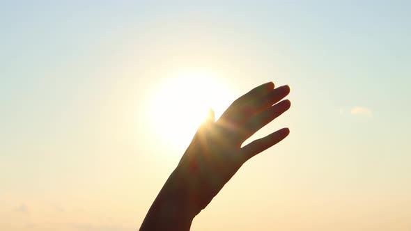 Hand on the background of the sun alt