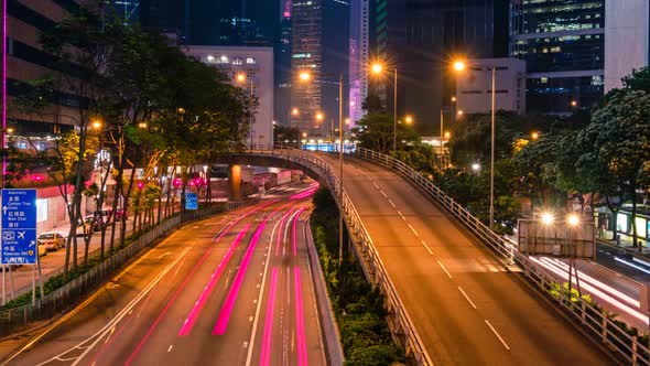 Street Traffic in Hong Kong at Night Timelapse alt