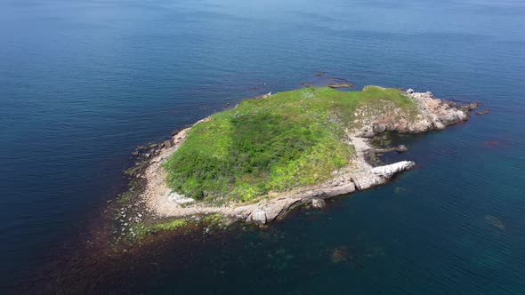 Aerial view to a island in sea