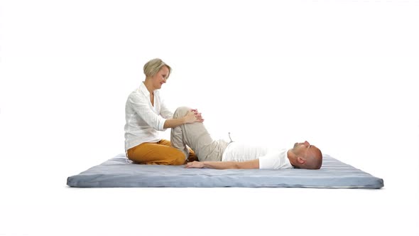 Thai Yoga Massage Isolated on White alt
