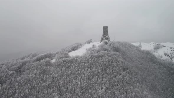 Drone flight around the Liberty Monument in Bulgaria alt