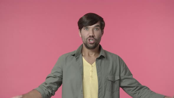 Tensed and Annoyed Distressed Young Male Employer Feel Pressured and Intense Holding Breath Making alt