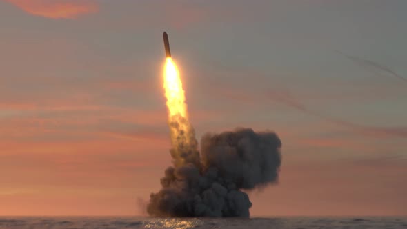 Ballistic Missile Launch From Underwater 4k