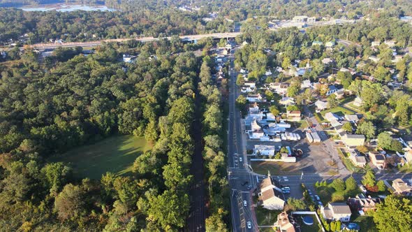 Motion of a Busy Road View From Above on Small Winding Streets Roads in a Residential Area of a alt