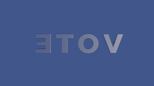 Animated shiny metallic word 'VOTE' on blue background. Simple seamless ...