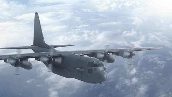 Flying  C 130 Military Plane alt