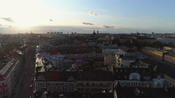 Drone Shot Flying Over Stockholm