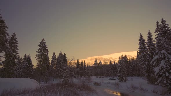 Amata river in winter at sunset in Latvia alt