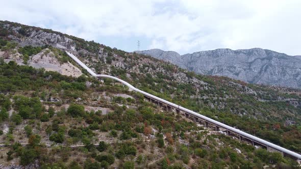 White Pipes Stretching Almost to the Top of the Mountain
