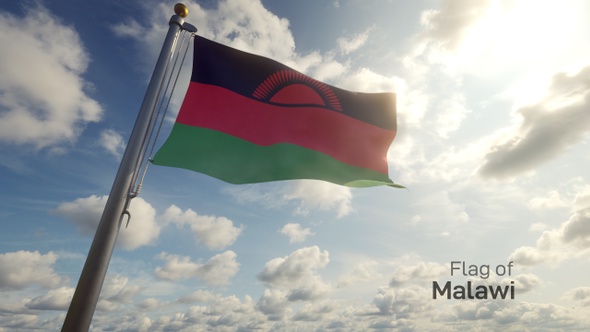 Malawi Flag on a Flagpole alt
