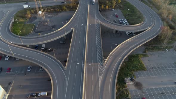 Aerial View of City Highway Traffic