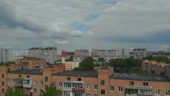 Aerial Panoramic Shot of Modern City, Residential Area with High Living Buildings, Summer Day alt