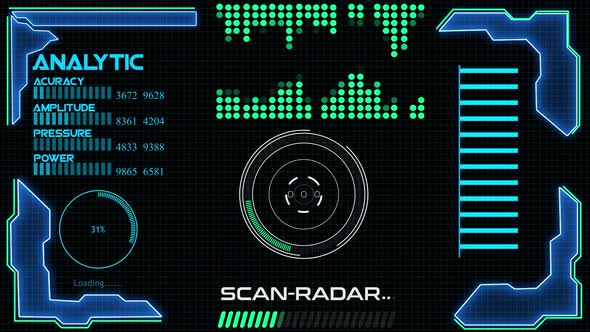 Technology Radar HUD Screen Animation 4K. Vd 1801