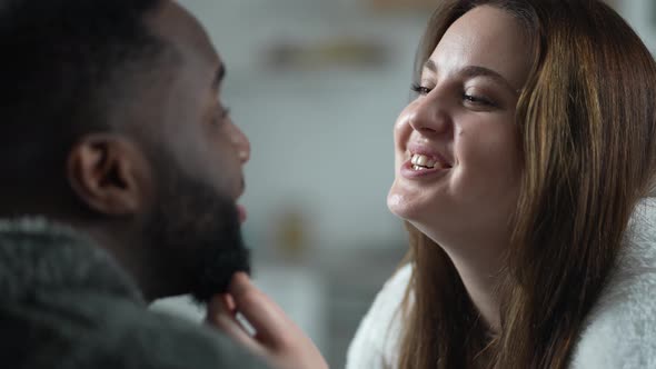 Portrait of Happy Multinational Couple in Love alt
