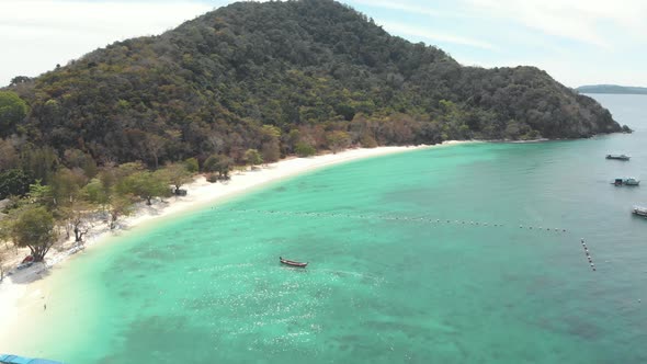 Paradisiac turquoise sea waters against hills, Coral Island. Tropical holidays concept alt