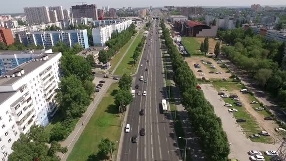 Top View on City in Summer Day, Aerial Shot of Road